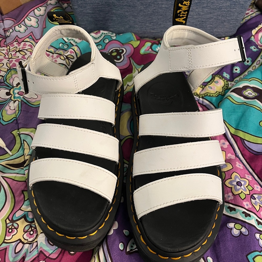 Dr. Martens BLAIRE HYDRO LEATHER STRAP SANDALS White 8